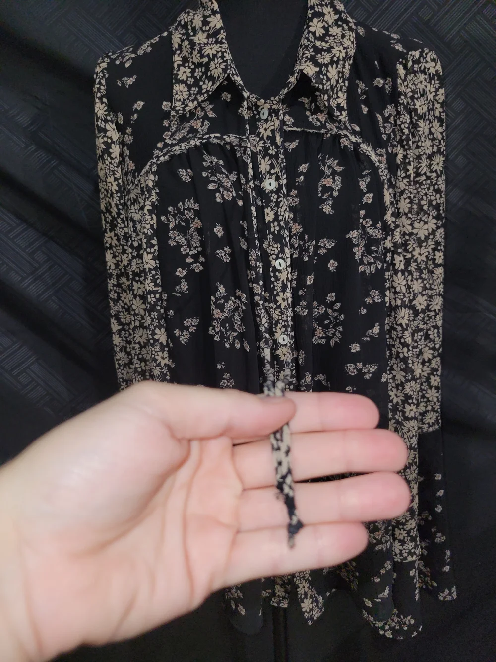 Free People Serena Floral Bell Sleeve Printed Blouse Black Combo Lrg